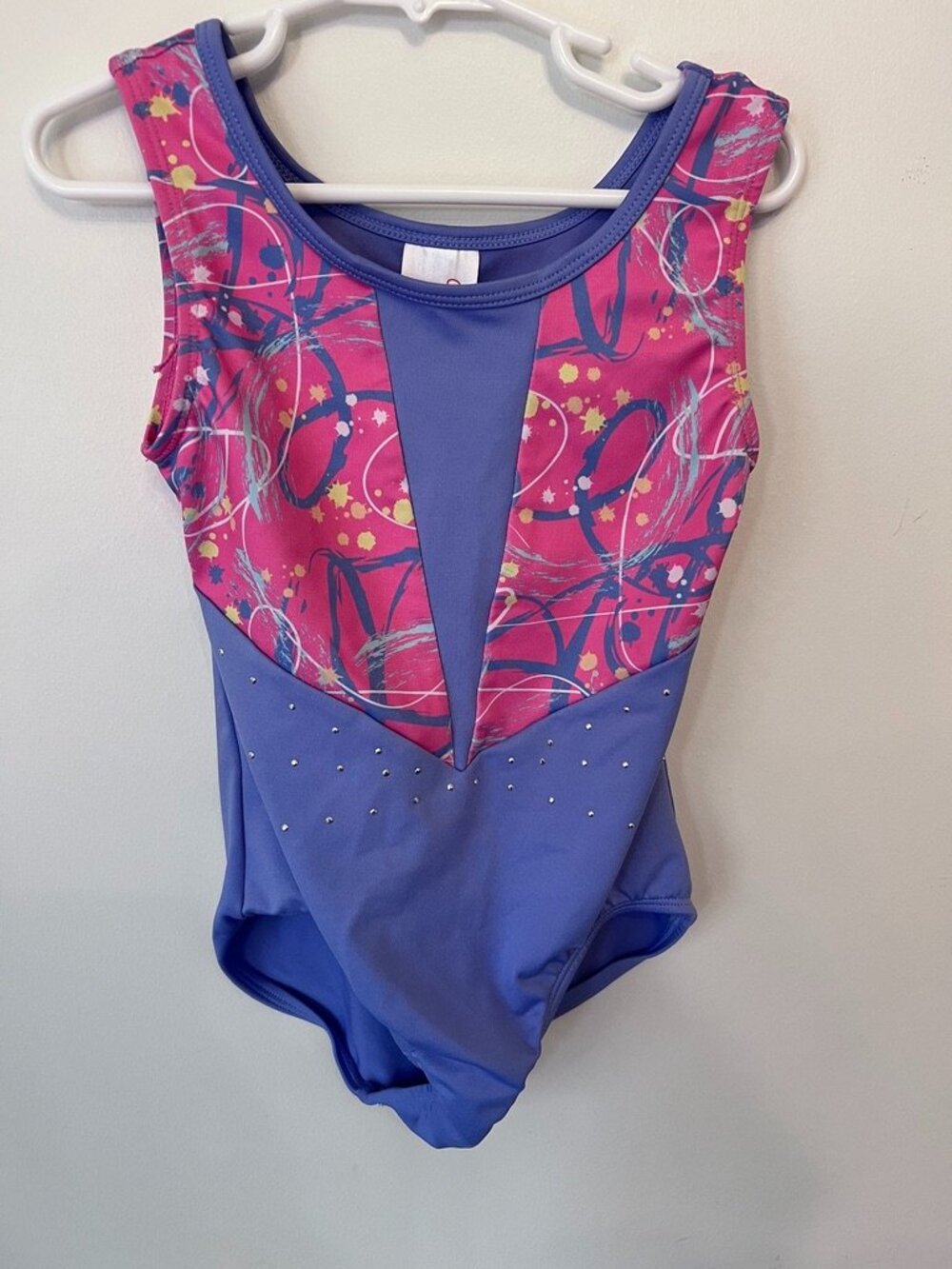 Cat & Jack Girls Gymnastics Leotard - Pink & Periwinkle Scribble size 6/7